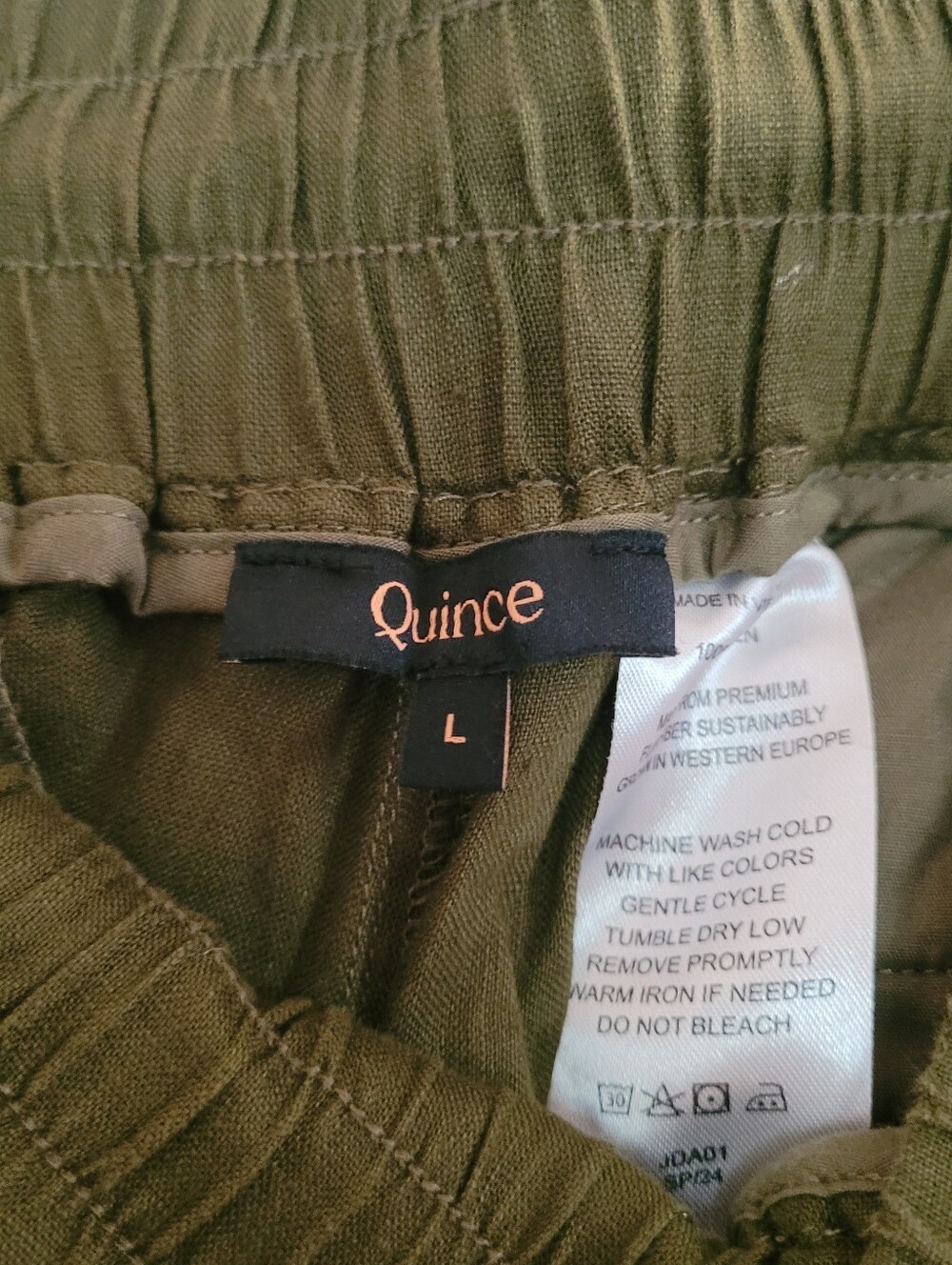 Quince Relaxed Olive Drawstring Linen Blend Pants. Never Worn. - Picture 5 of 7